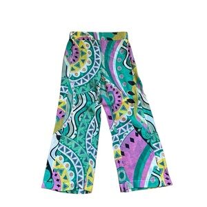 Zakot & Plover Colorful Geometric Patterned Capri Wide Leg Flowy Pants Sz XS in